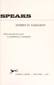 Cover of: Sakharov speaks by Andrei Sakharov