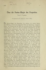 Cover of: Über die Paetus-Elegie des Propertius