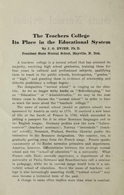 Cover of: The teachers college: its place in the educational system