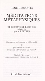 Cover of: Med́itations met́aphysiques: objections et reṕonses suivies de quatre Lettres