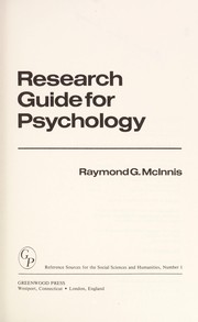 Research guide for psychology by RaymondG McInnis