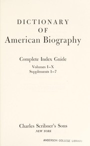 Cover of: Dictionary of American biography.: volumes I-X, supplements 1-7.