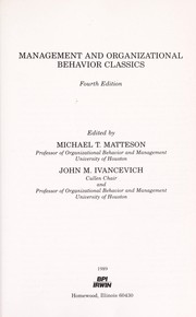 Cover of: Management Classics