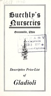 Cover of: Price-list of gladioli for spring 1930