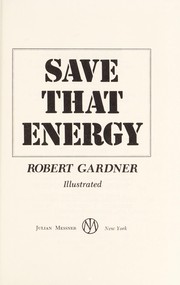 Cover of: Save that energy