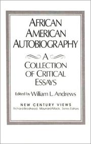 Cover of: African-American Autobiography: A Collection of Critical Essays