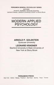 Modern applied psychology by Arnold P. Goldstein