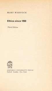 Cover of: Ethics since 1900