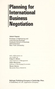 Cover of: Planning for international business negotiation