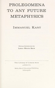 Cover of: Prolegomena to Any Future Metaphysics by Immanuel Kant