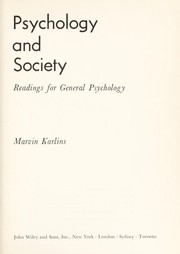 Cover of: Psychology and society: readings for general psychology.