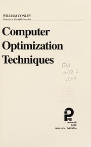 Cover of: Computer optimization techniques
