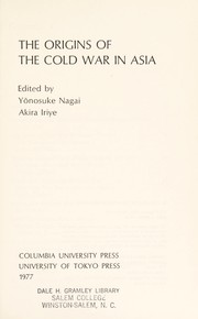 Cover of: The Origins of the Cold War in Asia