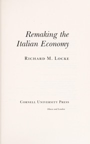 Cover of: Remaking the Italian economy