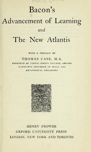 Cover of: The  advancement of learning and the New Atlantis. by Francis Bacon