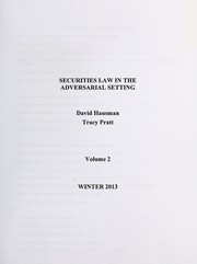 Cover of: Securities law in the adversarial setting