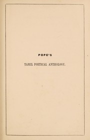 Cover of: A Tamil poetical anthology by George Uglow Pope