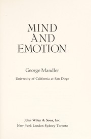 Cover of: Mind and emotion