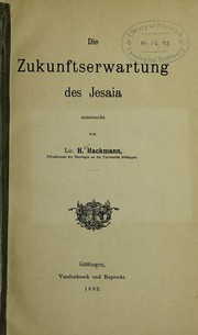 Cover of: Die Zukunftserwartung des Jesaia untersucht by Heinrich Friedrich Hackmann