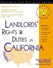 Cover of: Landlords' rights & duties in California: with form
