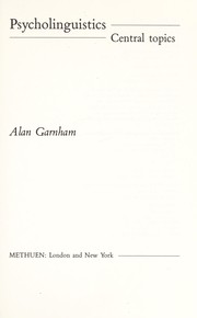 Cover of: Psycholinguistics by Alan Garnham