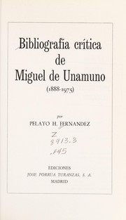 Cover of: Bibliografía crítica de Miguel de Unamuno, (1888-1975)