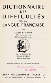 Cover of: Dictionnaire des difficultés de la langue française by Adolphe V. Thomas