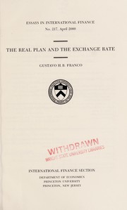 Cover of: The Real Plan and the Exchange Rate (Essays in International Economics No. 217, April 2000)