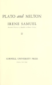 Cover of: Plato and Milton