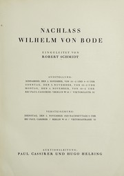Nachlass Wilhelm von Bode by Paul Cassirer und Hugo Helbing (Firm)