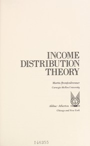 Cover of: Income distribution theory.