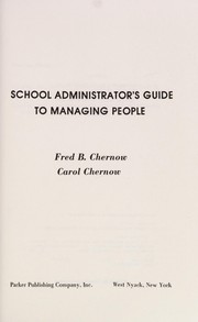 Cover of: School administrator's guide to managing people