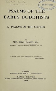 Cover of: Psalms of the early Buddhists. by Caroline Augusta Foley Rhys Davids