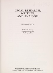 Cover of: Legal research, writing, and analysis