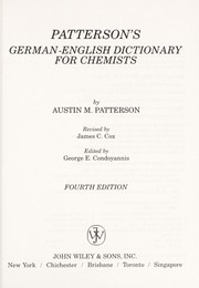 Cover of: Patterson's German-English dictionary for chemists