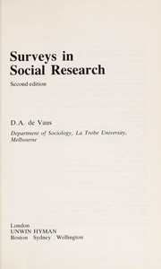 Surveys in social research by D. A. De Vaus