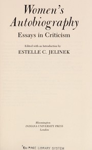 Women's autobiography by Estelle C. Jelinek