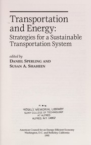 Cover of: Transportation and energy: strategies for a sustainable transportation system