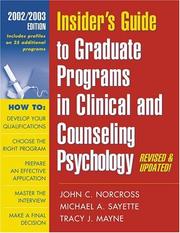 Cover of: Insider's Guide to Graduate Programs in Clinical and Counseling Psychology: 2002/2003 Edition