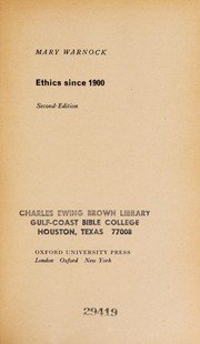 Cover of: Ethics Since 1900 (Opus Books)