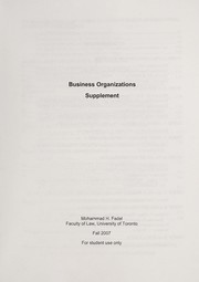 Cover of: Business organizations: supplement