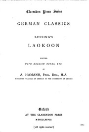 Cover of: Laokoon by Gotthold Ephraim Lessing, Albert Hamann