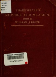 Cover of: Shakespeare's comedy of Measure for measure. by William Shakespeare