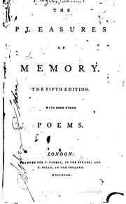 Cover of: The pleasures of memory. by Samuel Rogers