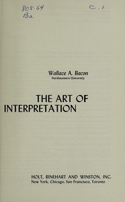 Cover of: The art of interpretation