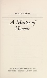Cover of: A matter of honour.