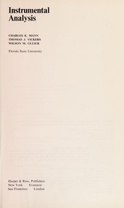 Cover of: Instrumental analysis by Charles Kenneth Mann