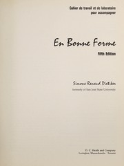 Cover of: Cahier de travail et de laboratoire pour accompagner En bonne forme by Simone Renaud Dietiker