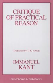 Cover of: Critique of practical reason by Immanuel Kant
