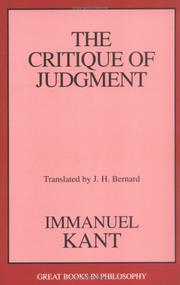 Cover of: The critique of judgment by Immanuel Kant